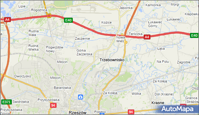 mapa Trzebownisko, Trzebownisko na mapie Targeo