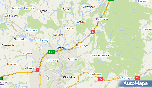 mapa Boguszyn gmina Kłodzko, Boguszyn gmina Kłodzko na mapie Targeo