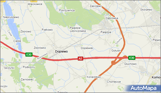 mapa Dopiewiec, Dopiewiec na mapie Targeo