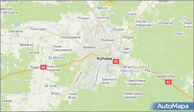 mapa Końskie, Końskie na mapie Targeo