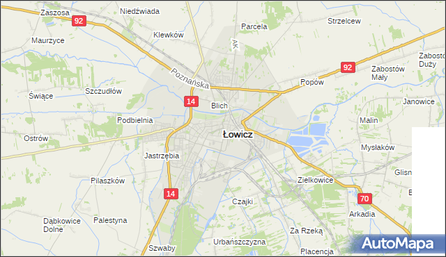 mapa Łowicza, Łowicz na mapie Targeo