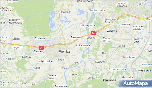 mapa Łukanowice, Łukanowice na mapie Targeo