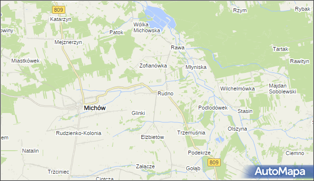mapa Rudno gmina Michów, Rudno gmina Michów na mapie Targeo