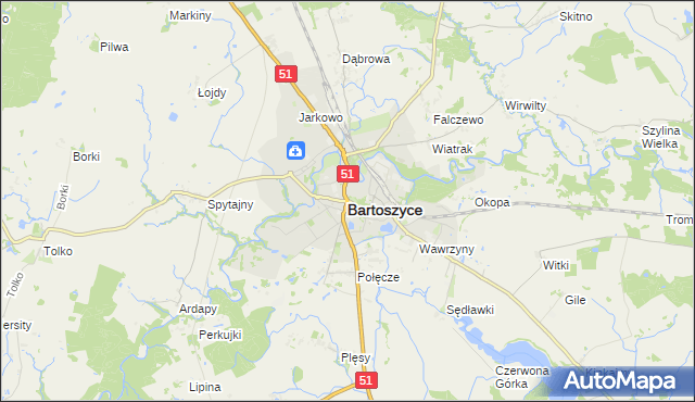 mapa Bartoszyce, Bartoszyce na mapie Targeo