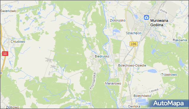 mapa Biedrusko, Biedrusko na mapie Targeo