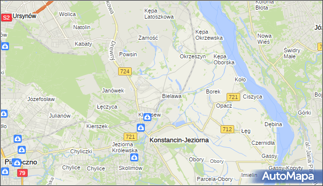 mapa Bielawa gmina Konstancin-Jeziorna, Bielawa gmina Konstancin-Jeziorna na mapie Targeo