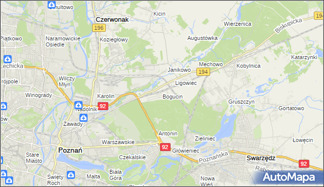 mapa Bogucin gmina Swarzędz, Bogucin gmina Swarzędz na mapie Targeo