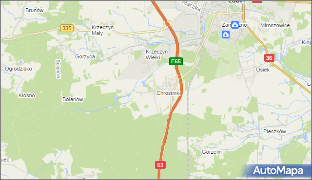 mapa Chróstnik, Chróstnik na mapie Targeo