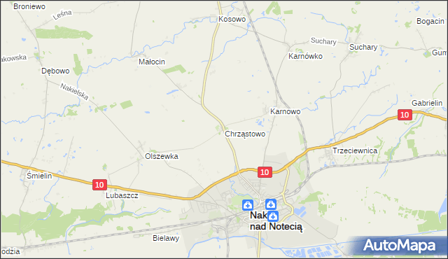 mapa Chrząstowo gmina Nakło nad Notecią, Chrząstowo gmina Nakło nad Notecią na mapie Targeo