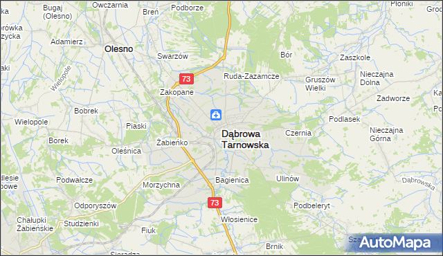 mapa Dąbrowa Tarnowska, Dąbrowa Tarnowska na mapie Targeo