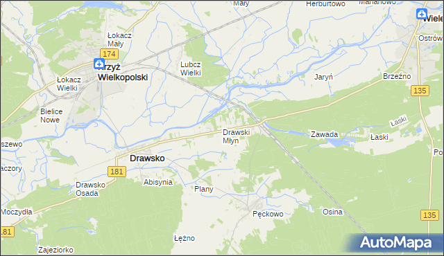 mapa Drawski Młyn, Drawski Młyn na mapie Targeo