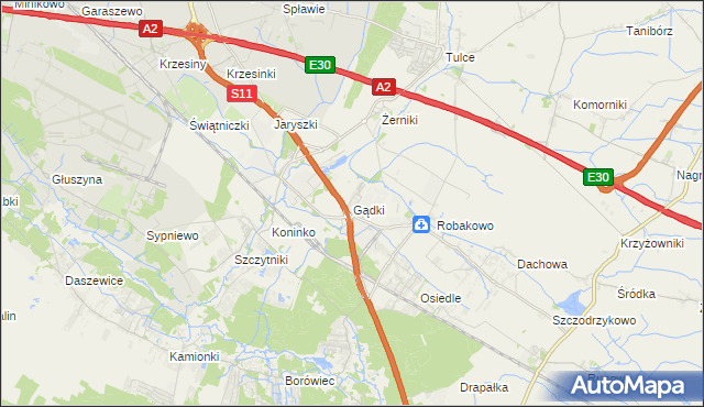 mapa Gądki, Gądki na mapie Targeo