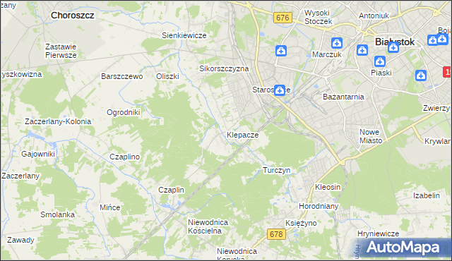 mapa Klepacze gmina Choroszcz, Klepacze gmina Choroszcz na mapie Targeo