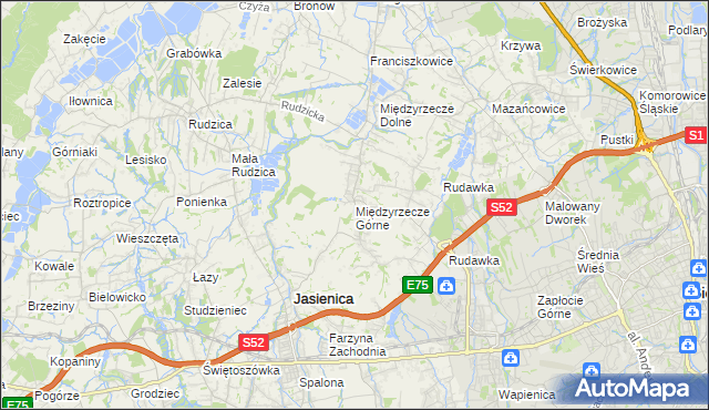 mapa Międzyrzecze Górne, Międzyrzecze Górne na mapie Targeo