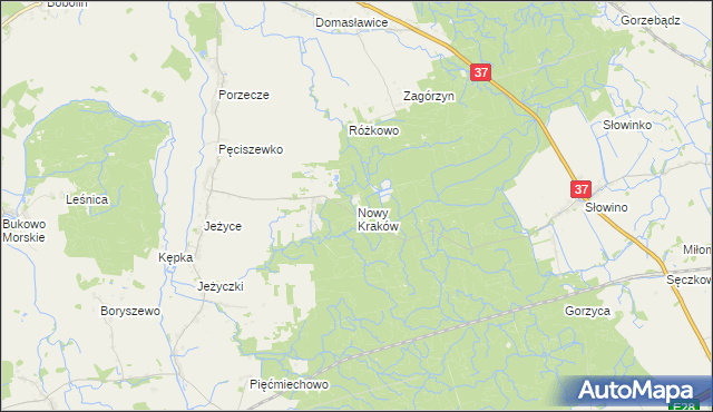 mapa Nowy Kraków gmina Darłowo, Nowy Kraków gmina Darłowo na mapie Targeo