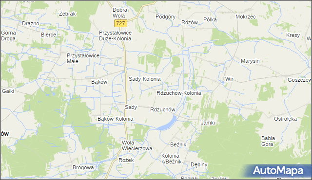 mapa Rdzuchów-Kolonia, Rdzuchów-Kolonia na mapie Targeo