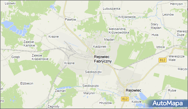 mapa Rejowiec Fabryczny, Rejowiec Fabryczny na mapie Targeo