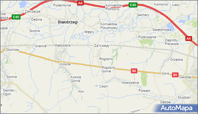 mapa Rogóżno, Rogóżno na mapie Targeo