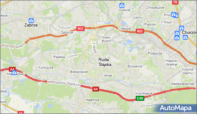 mapa Rudy Śląskiej, Ruda Śląska na mapie Targeo