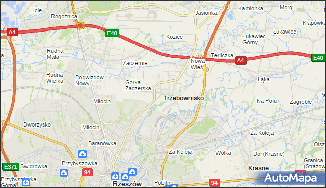 mapa Trzebownisko, Trzebownisko na mapie Targeo