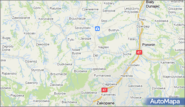 mapa Ząb, Ząb na mapie Targeo