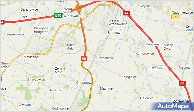 mapa Domasław, Domasław na mapie Targeo