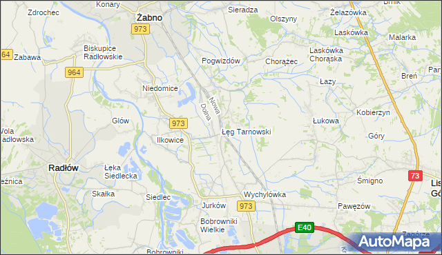 mapa Łęg Tarnowski, Łęg Tarnowski na mapie Targeo