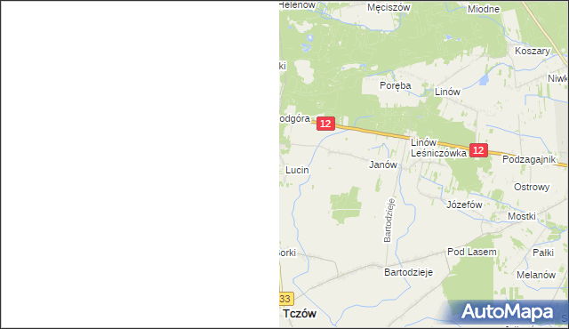 mapa Lucin gmina Tczów, Lucin gmina Tczów na mapie Targeo