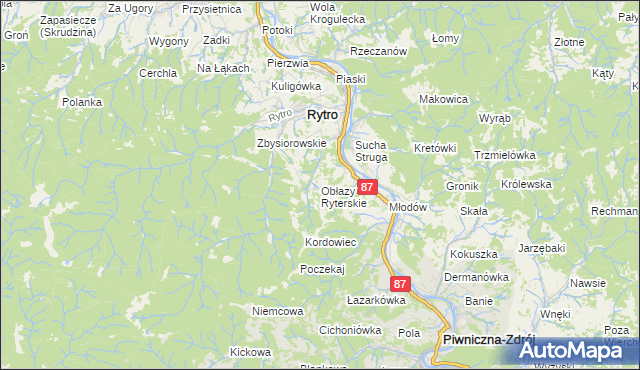 mapa Obłazy Ryterskie, Obłazy Ryterskie na mapie Targeo