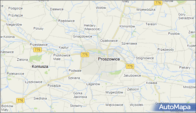 mapa Proszowice, Proszowice na mapie Targeo