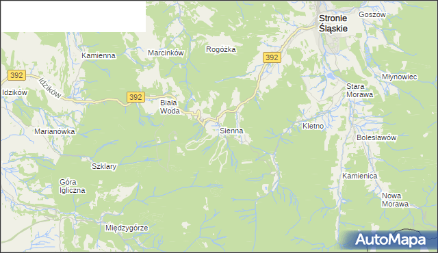 mapa Sienna gmina Stronie Śląskie, Sienna gmina Stronie Śląskie na mapie Targeo