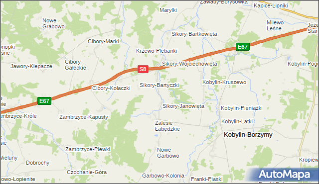 mapa Sikory-Tomkowięta, Sikory-Tomkowięta na mapie Targeo