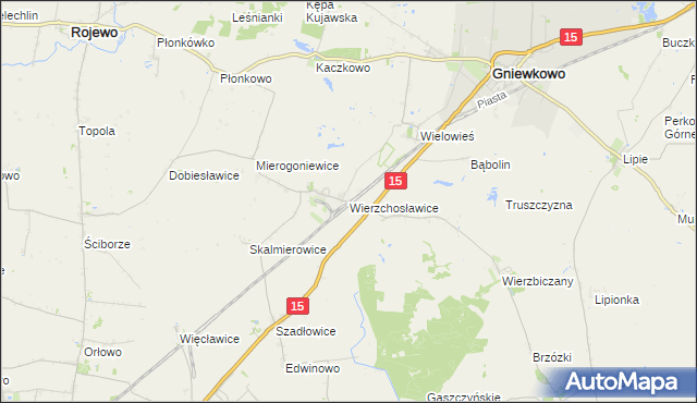 mapa Wierzchosławice gmina Gniewkowo, Wierzchosławice gmina Gniewkowo na mapie Targeo