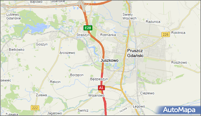 mapa Juszkowo, Juszkowo na mapie Targeo