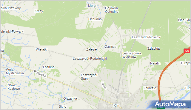 mapa Leszczydół-Pustki, Leszczydół-Pustki na mapie Targeo