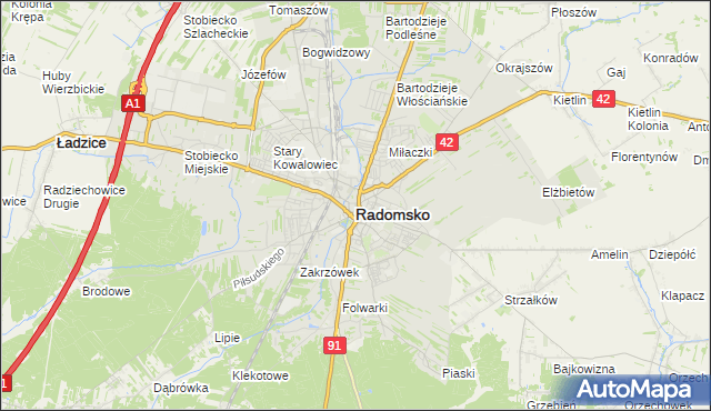 mapa Radomsko, Radomsko na mapie Targeo