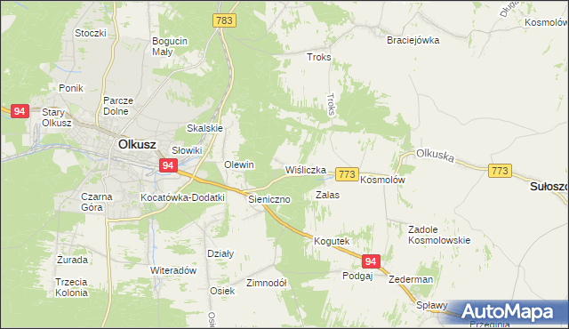 mapa Wiśliczka, Wiśliczka na mapie Targeo
