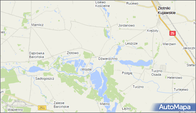 mapa Dźwierzchno, Dźwierzchno na mapie Targeo