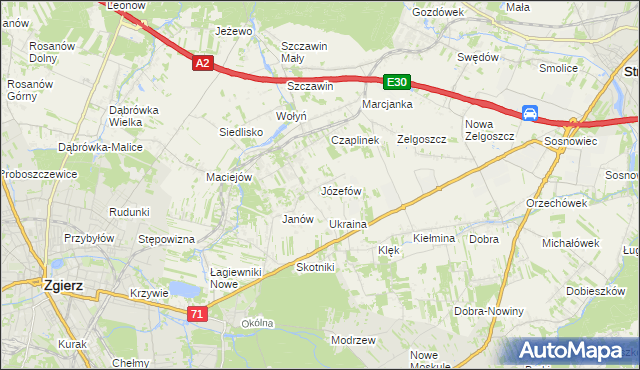 mapa Józefów gmina Zgierz, Józefów gmina Zgierz na mapie Targeo