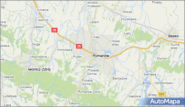 mapa Rymanów, Rymanów na mapie Targeo