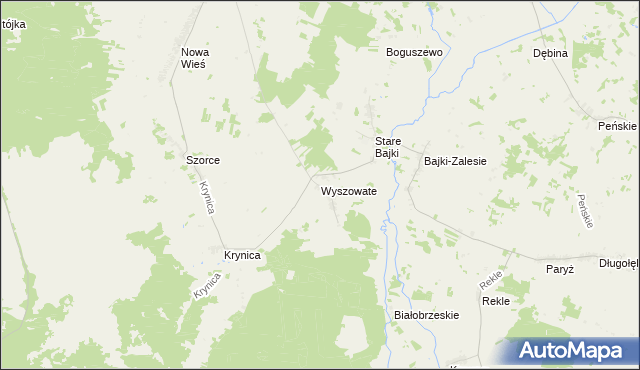 mapa Wyszowate gmina Trzcianne, Wyszowate gmina Trzcianne na mapie Targeo