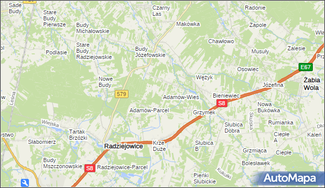mapa Adamów-Wieś, Adamów-Wieś na mapie Targeo