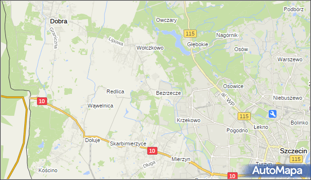 mapa Bezrzecze, Bezrzecze na mapie Targeo