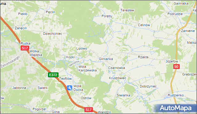 mapa Glinianka gmina Wiązowna, Glinianka gmina Wiązowna na mapie Targeo