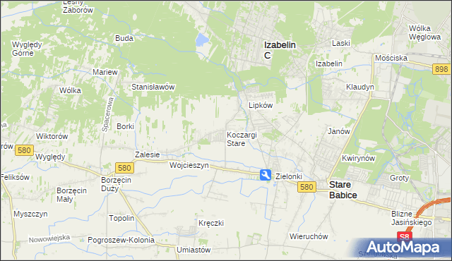 mapa Koczargi Stare, Koczargi Stare na mapie Targeo