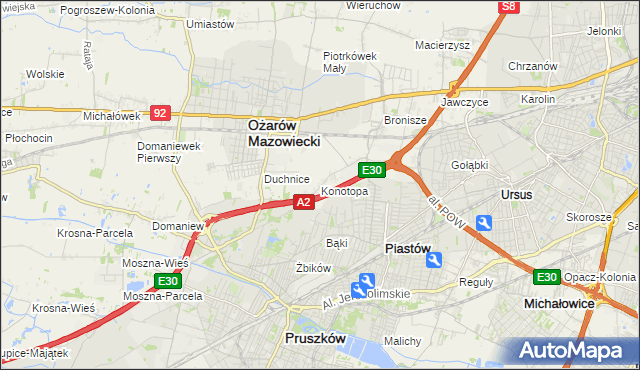 mapa Konotopa gmina Ożarów Mazowiecki, Konotopa gmina Ożarów Mazowiecki na mapie Targeo