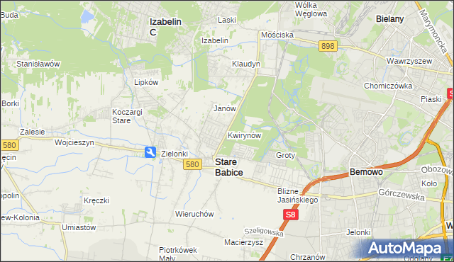 mapa Kwirynów gmina Stare Babice, Kwirynów gmina Stare Babice na mapie Targeo