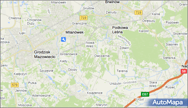 mapa Owczarnia gmina Brwinów, Owczarnia gmina Brwinów na mapie Targeo