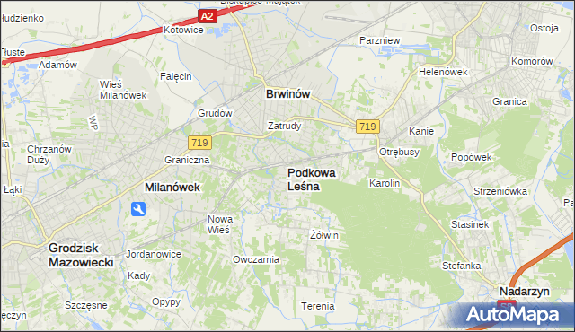 mapa Podkowa Leśna, Podkowa Leśna na mapie Targeo