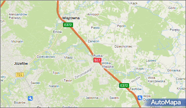 mapa Rudka gmina Wiązowna, Rudka gmina Wiązowna na mapie Targeo